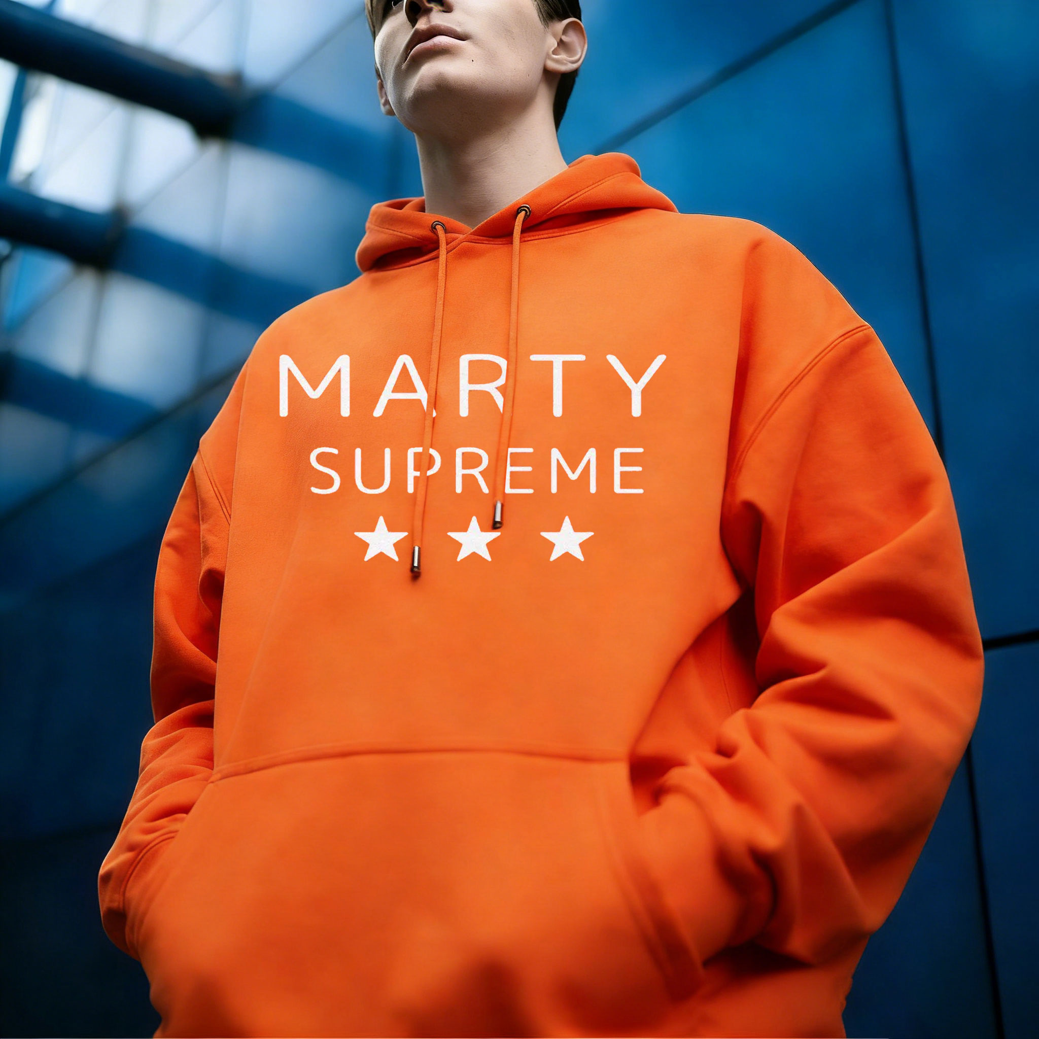 Supreme Brand Streetwear - ทิโมธี ชาลาเมต์เสื้อฮู้ดสีส้มซัมเมอร์ มาร์ตี้ สุพรีมเสื้อฮู้ดวินเทจลำลองฮิปปี้สำหรับผู้ชายแขนยาวพิมพ์ลายสตรีทแวร์