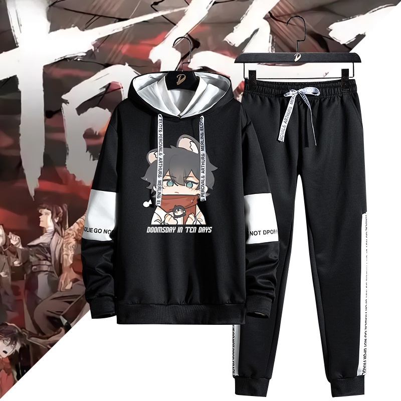 Streetwear Brand Collaborations - ชุดเสื้อฮู้ดและกางเกงผู้ชายลายการ์ตูนอนิเมะ แฟชั่นทันสมัย ใส่ได้ทุกฤดู ไม่ใช่แบรนด์ทั่วไป สไตล์สตรีทแวร์