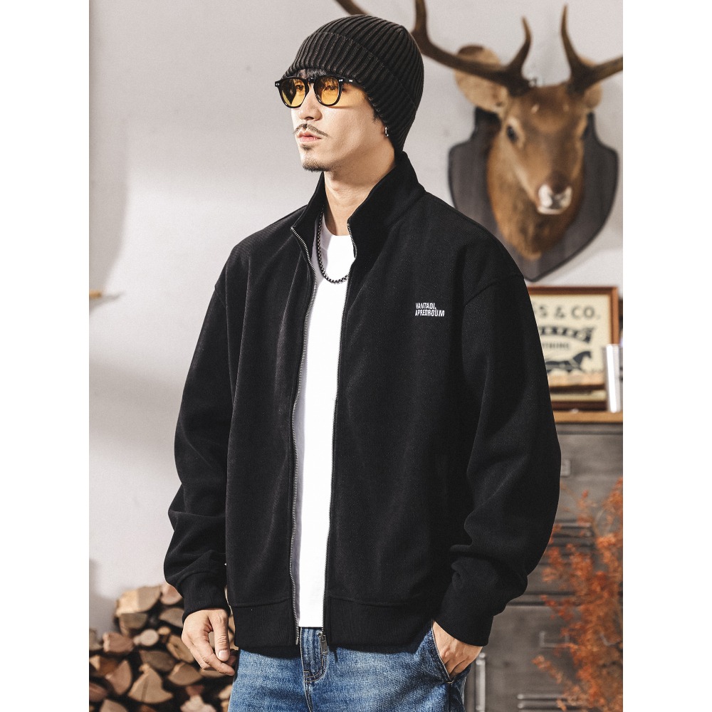 Streetwear Brand From China - เสื้อแจ็คเก็ตถักคอสูงแบบหลวมๆ รุ่นใหม่จากแบรนด์สตรีทแวร์ผู้ชายแนวเรโทรสำหรับฤดูใบไม้ผลิและฤดูใบไม้ร่วง