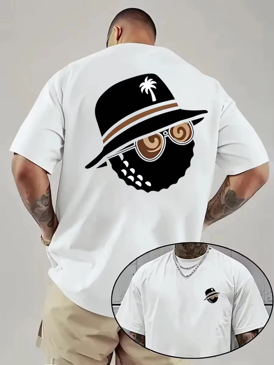 Streetwear Brand From China - เสื้อยืดลายกราฟิกสุดเทรนดี้สำหรับทุกเพศ พร้อมลายพิมพ์หมวกบักเก็ตและแว่นกันแดด เหมาะสำหรับเสื้อยืดสตรีทแวร์ฤดูร้อนปี 2026 จากแบรนด์สุดฮิต